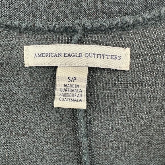 American Eagle Size Small Cardigan Gray Open Front 3/4 Sleeve Lightweight Cocoon - Picture 4 of 5
